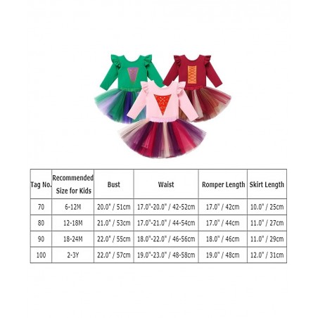 Baby Girls Sanderson Sisters Witch Costume First Halloween 1st Birthday Outfit Long Sleeve Romper Tutu Skirt Set Toddler Litt...