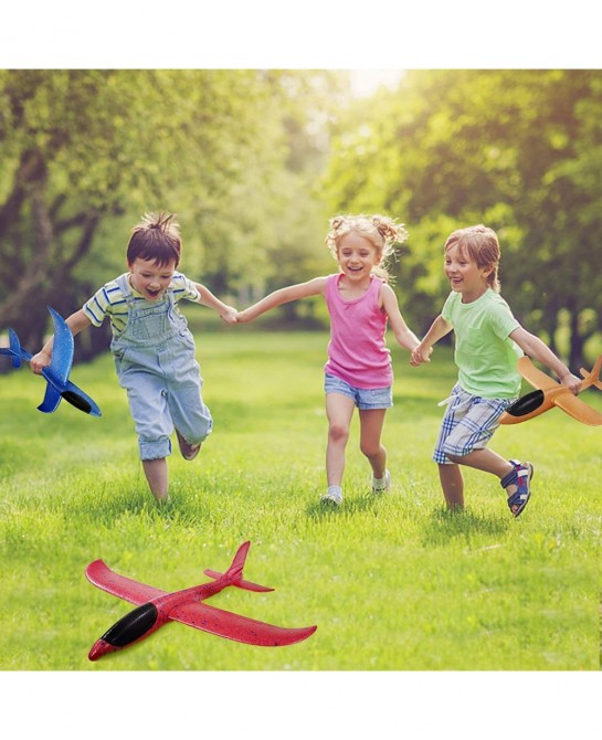 4Pack Airplane Toys Upgrade 17.5" Large Throwing Foam Plane 2 Flight Mode Glider Plane Foam Airplanes For Kids Gifts For 3 4 ...