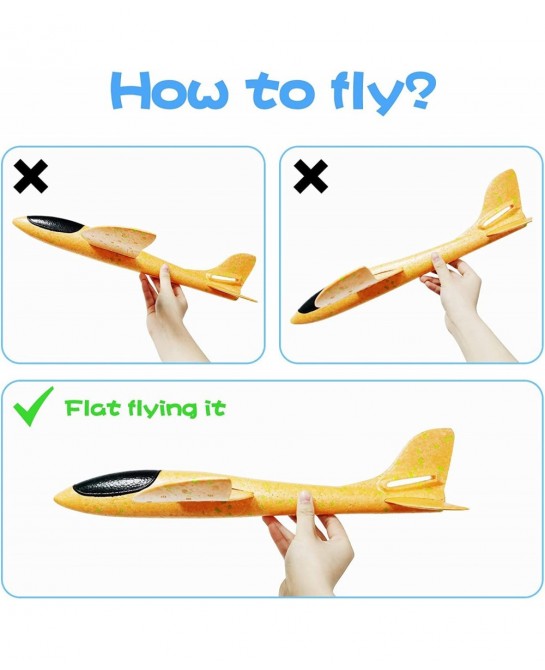4Pack Airplane Toys Upgrade 17.5" Large Throwing Foam Plane 2 Flight Mode Glider Plane Foam Airplanes For Kids Gifts For 3 4 ...