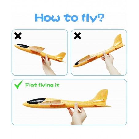 4Pack Airplane Toys Upgrade 17.5" Large Throwing Foam Plane 2 Flight Mode Glider Plane Foam Airplanes For Kids Gifts For 3 4 ...