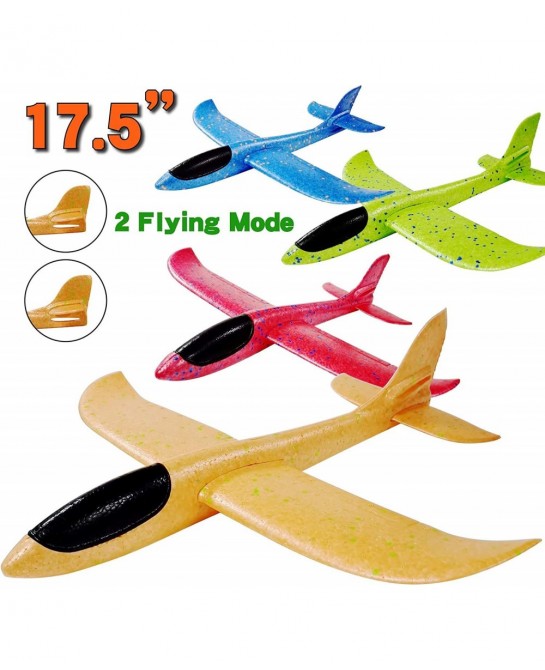 4Pack Airplane Toys Upgrade 17.5" Large Throwing Foam Plane 2 Flight Mode Glider Plane Foam Airplanes For Kids Gifts For 3 4 ...