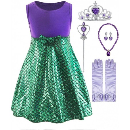 Green Little Girl Mermaid Princess Costume Sequins Party Dress $46.17 Kids' Costumes
