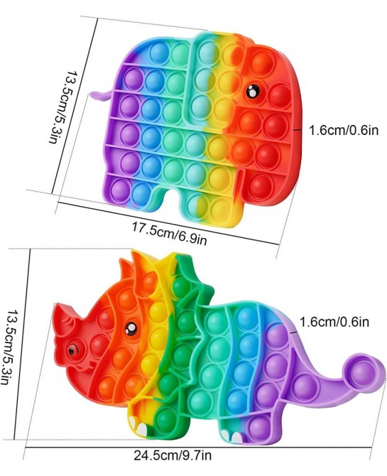 2-Pack Silicone Push Pop Bubble Fidget Sensory Toy Set Stress Reducer Anxiety Relief Popper Squeeze Fidget Toys for Kids and ...