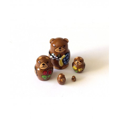 1.25" Tall Brown Bear Mini Nesting Dolls Russian Hand Carved Hand Painted 5 Piece Matryoshka Set $54.28 Nesting Dolls