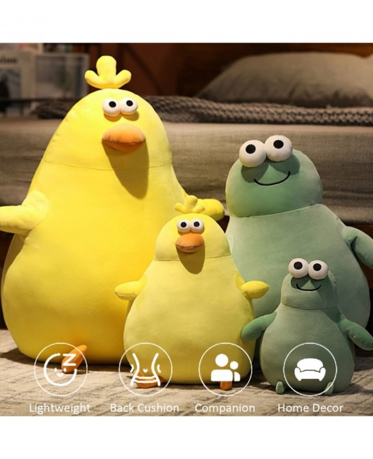 Cute Fat Frog Stuffed Animal Plushie Chubby Frog Plush Pillow Soft Green Frog Plush Toy Funny Simulation Doll Adorable Gift f...