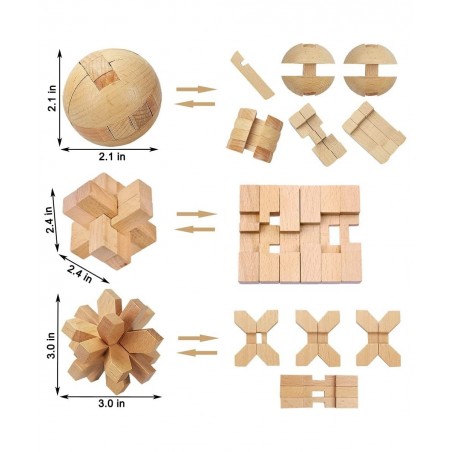 17 Pack Brain Teasers Puzzles for Kids & Adults Brain Teasers Metal and Wooden IQ Puzzle Toys Mind Game 3D Coil Cast Wire Unl...