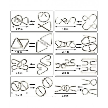 17 Pack Brain Teasers Puzzles for Kids & Adults Brain Teasers Metal and Wooden IQ Puzzle Toys Mind Game 3D Coil Cast Wire Unl...