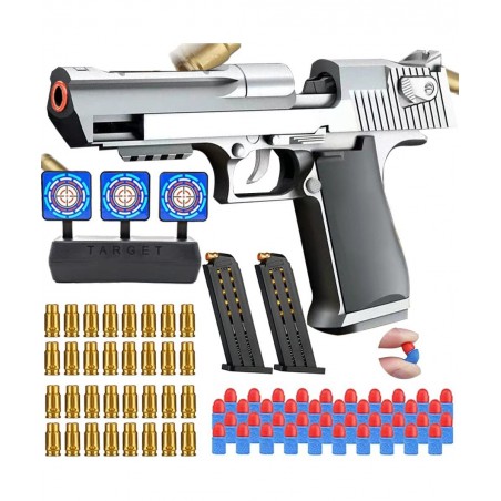 Toy Gun Soft Bullet Cool Toy Pistol Foam Blaster 40 Pcs EVA Darts Shell Ejecting Shooting Games Educational Model Toy Guns fo...