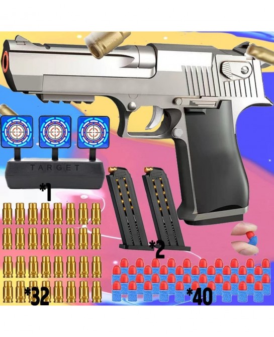 Toy Gun Soft Bullet Cool Toy Pistol Foam Blaster 40 Pcs EVA Darts Shell Ejecting Shooting Games Educational Model Toy Guns fo...