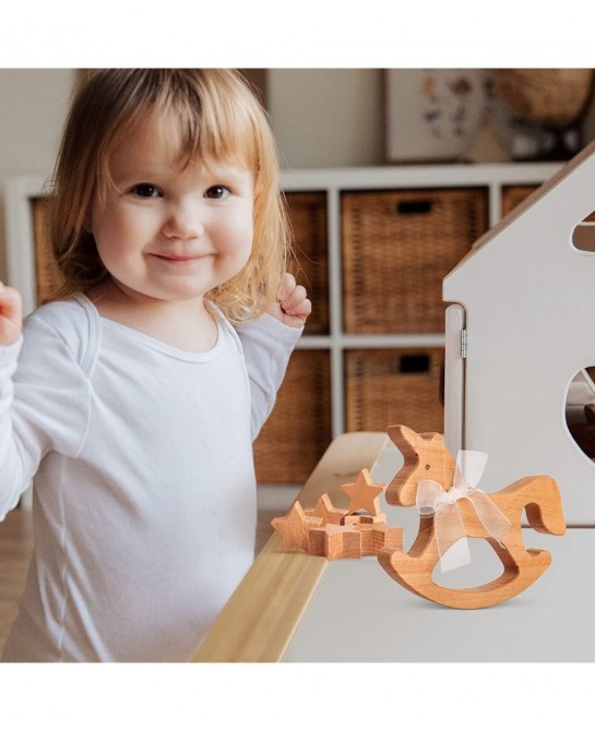 Unicorn Toy Unicorn Rocking Horse Nursery Decor for Girls for Girls Wooden Stacking Toys for Toddlers 1-3 Balancing Wooden To...