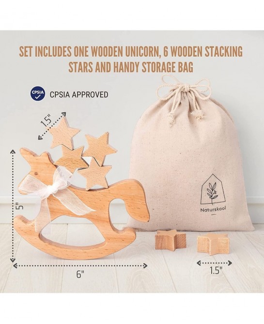 Unicorn Toy Unicorn Rocking Horse Nursery Decor for Girls for Girls Wooden Stacking Toys for Toddlers 1-3 Balancing Wooden To...