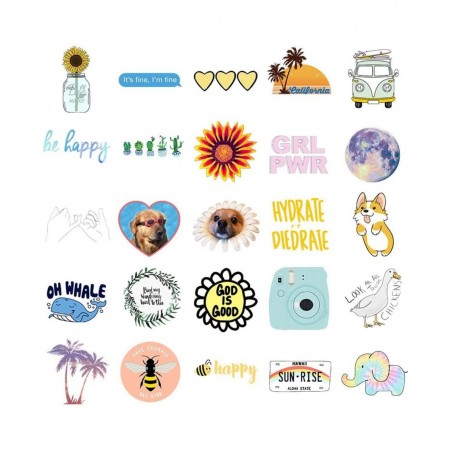 Girl's Cute Water Bottle Stickers 50 PCS Waterproof Aesthetic Laptop Stickers for Teens Kids $13.23 Kids' Stickers