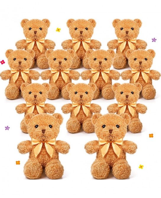 12 Pcs Bear Stuffed Animal Plush with Ribbon Bow Ties Stuffed Bear Soft Fluffy Bear Gifts for Adults Boyfriend Girlfriend Bir...