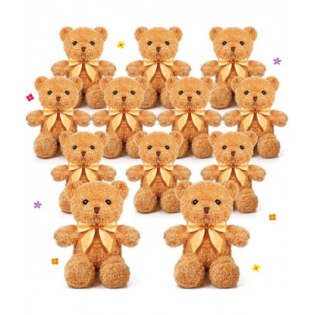 12 Pcs Bear Stuffed Animal Plush with Ribbon Bow Ties Stuffed Bear Soft Fluffy Bear Gifts for Adults Boyfriend Girlfriend Bir...