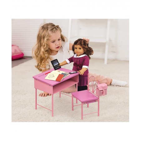 Back-to-School Doll Desk and Chair with Accessories for 18 inch Dolls - Pink (60009) $60.56 Doll Accessories