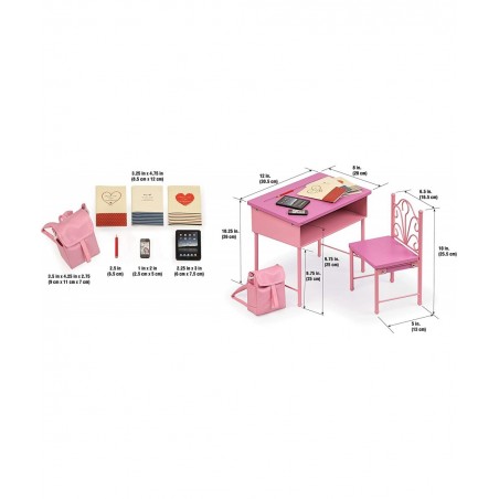 Back-to-School Doll Desk and Chair with Accessories for 18 inch Dolls - Pink (60009) $60.56 Doll Accessories