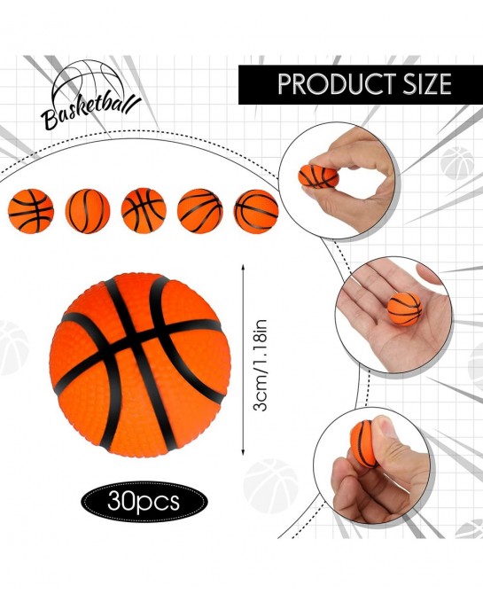 30 Pcs Mini Basketballs 1.18 Inch Mini Basketball Stress Balls Basketball Favors Tiny Foam Basketballs Small Soft Mini Foam S...