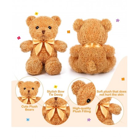 12 Pcs Bear Stuffed Animal Plush with Ribbon Bow Ties Stuffed Bear Soft Fluffy Bear Gifts for Adults Boyfriend Girlfriend Bir...