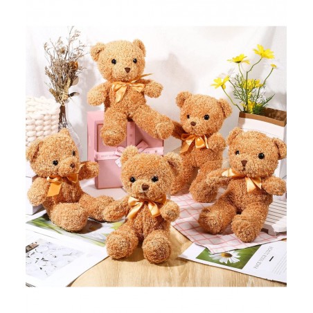 12 Pcs Bear Stuffed Animal Plush with Ribbon Bow Ties Stuffed Bear Soft Fluffy Bear Gifts for Adults Boyfriend Girlfriend Bir...