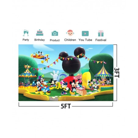 Mickey Mouse Clubhouse Backdrop for Birthday Party Decorations Park Baby Shower Background Cake Table Supplies Theme Banner 5...