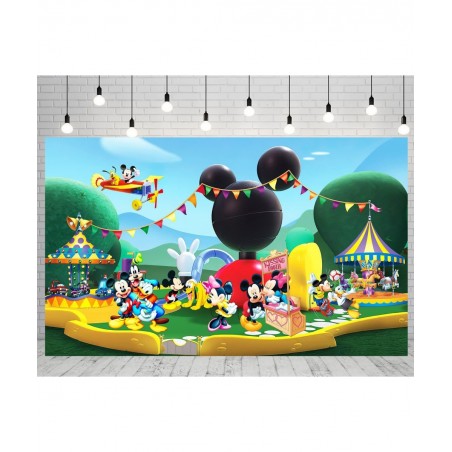 Mickey Mouse Clubhouse Backdrop for Birthday Party Decorations Park Baby Shower Background Cake Table Supplies Theme Banner 5...