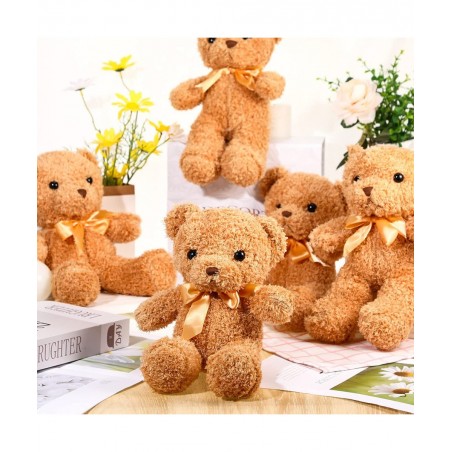 12 Pcs Bear Stuffed Animal Plush with Ribbon Bow Ties Stuffed Bear Soft Fluffy Bear Gifts for Adults Boyfriend Girlfriend Bir...