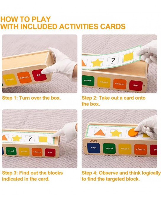 Wooden Shape & Color Sorting Toy with Storage Box 25 Non-Toxic Geometric Blocks Montessori Toy Preschool Educational Learning...
