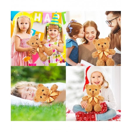 12 Pcs Bear Stuffed Animal Plush with Ribbon Bow Ties Stuffed Bear Soft Fluffy Bear Gifts for Adults Boyfriend Girlfriend Bir...