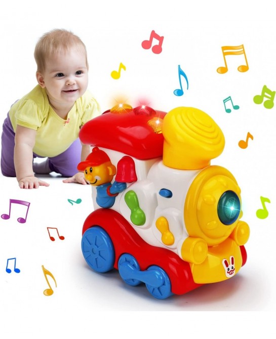 Baby Musical Train Toys 6 to 12 Months Push and Go Crawling Toys for Babies Light Up Infant Toys 3-6 7 8 9 10 12-18 Month Old...