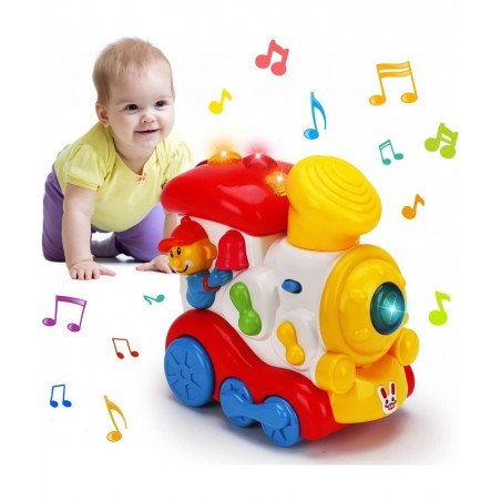 Baby Musical Train Toys 6 to 12 Months Push and Go Crawling Toys for Babies Light Up Infant Toys 3-6 7 8 9 10 12-18 Month Old...