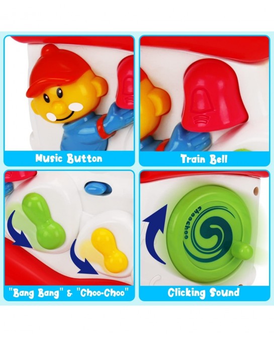 Baby Musical Train Toys 6 to 12 Months Push and Go Crawling Toys for Babies Light Up Infant Toys 3-6 7 8 9 10 12-18 Month Old...