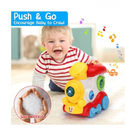 Baby Musical Train Toys 6 to 12 Months Push and Go Crawling Toys for Babies Light Up Infant Toys 3-6 7 8 9 10 12-18 Month Old...