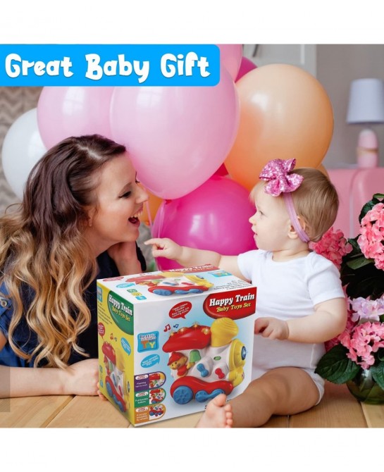 Baby Musical Train Toys 6 to 12 Months Push and Go Crawling Toys for Babies Light Up Infant Toys 3-6 7 8 9 10 12-18 Month Old...