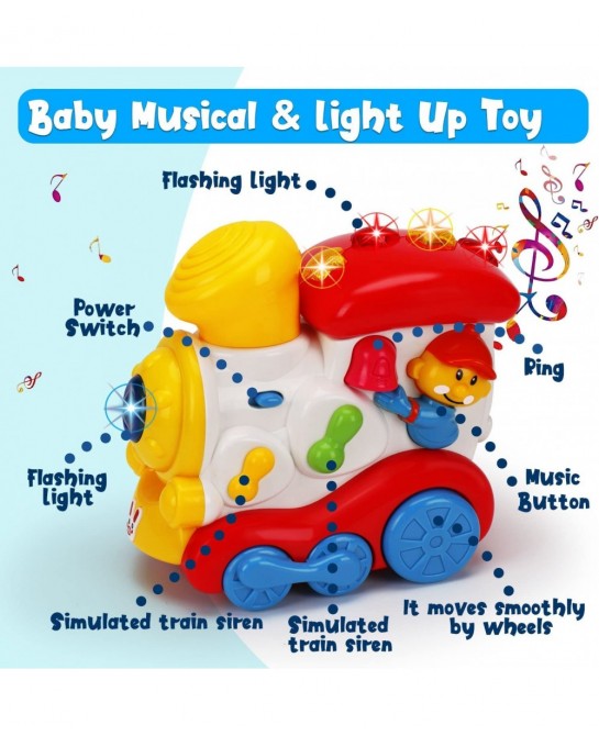 Baby Musical Train Toys 6 to 12 Months Push and Go Crawling Toys for Babies Light Up Infant Toys 3-6 7 8 9 10 12-18 Month Old...