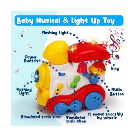 Baby Musical Train Toys 6 to 12 Months Push and Go Crawling Toys for Babies Light Up Infant Toys 3-6 7 8 9 10 12-18 Month Old...