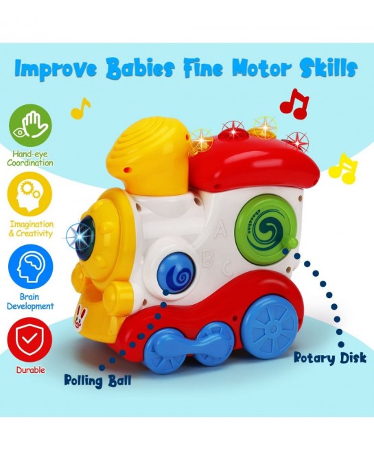 Baby Musical Train Toys 6 to 12 Months Push and Go Crawling Toys for Babies Light Up Infant Toys 3-6 7 8 9 10 12-18 Month Old...