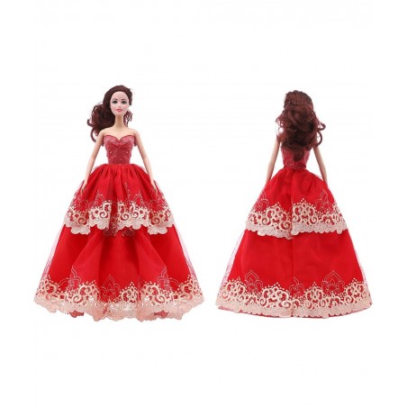 6 Handmade Clothes Doll Wedding Party Dress 4 Headdresses 2 Hats 3 Pairs of Gloves 5 Pairs of Shoes Suitable for 11.5 Inch Do...