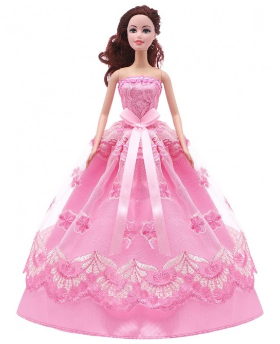 6 Handmade Clothes Doll Wedding Party Dress 4 Headdresses 2 Hats 3 Pairs of Gloves 5 Pairs of Shoes Suitable for 11.5 Inch Do...