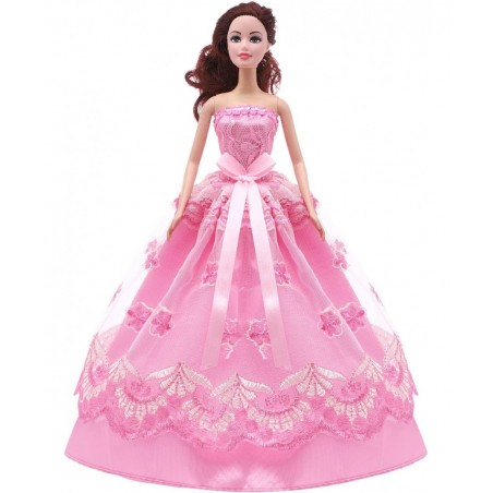 6 Handmade Clothes Doll Wedding Party Dress 4 Headdresses 2 Hats 3 Pairs of Gloves 5 Pairs of Shoes Suitable for 11.5 Inch Do...