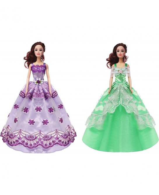 6 Handmade Clothes Doll Wedding Party Dress 4 Headdresses 2 Hats 3 Pairs of Gloves 5 Pairs of Shoes Suitable for 11.5 Inch Do...