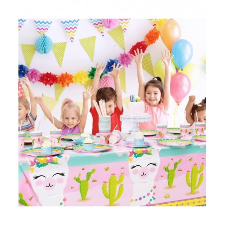 Llama Table Cover - 2 PCS 54” x 108” Party Disposable Plastic Tablecloth Alpaca Lama Party Supplies for Kid Girl Pink Picnic ...