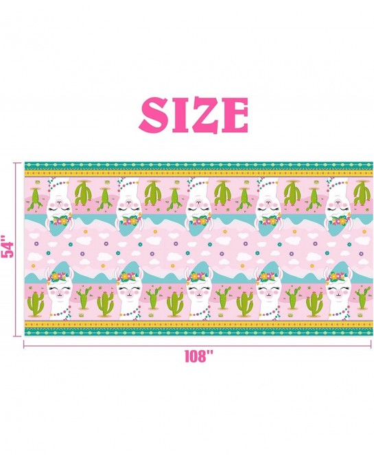 Llama Table Cover - 2 PCS 54” x 108” Party Disposable Plastic Tablecloth Alpaca Lama Party Supplies for Kid Girl Pink Picnic ...