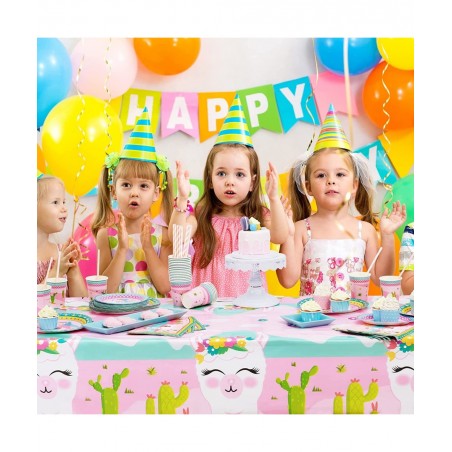 Llama Table Cover - 2 PCS 54” x 108” Party Disposable Plastic Tablecloth Alpaca Lama Party Supplies for Kid Girl Pink Picnic ...
