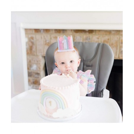 Baby 1st Birthday Rainbow hat - First Birthday Crown hat Baby Birthday Photo Props Mini Rainbow Crown Party Decorations Paste...