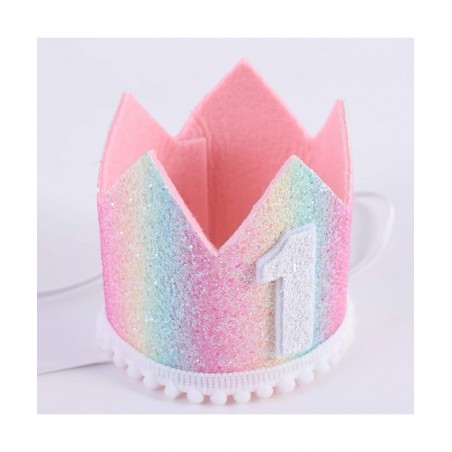 Baby 1st Birthday Rainbow hat - First Birthday Crown hat Baby Birthday Photo Props Mini Rainbow Crown Party Decorations Paste...