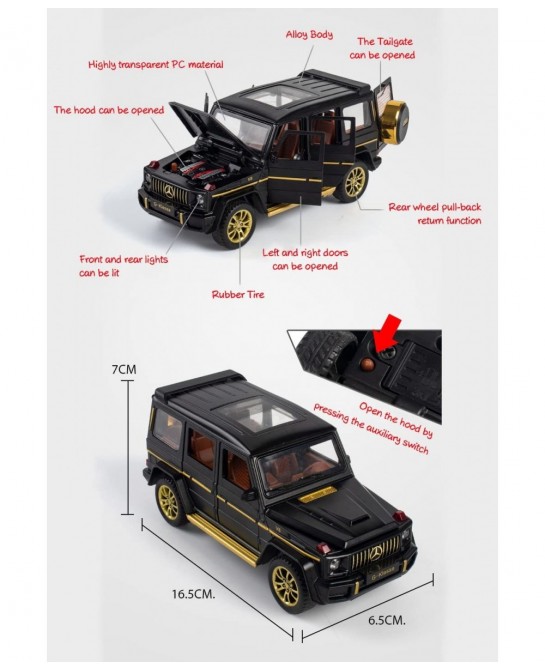 Alloy Collectible Black Benz G63 AMG Toy Vehicle Pull Back Die-Cast Car Model with Lights and Sound $44.35 Kids' Play Cars & ...