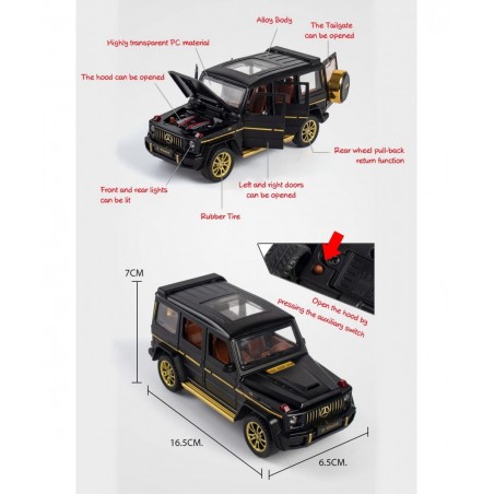 Alloy Collectible Black Benz G63 AMG Toy Vehicle Pull Back Die-Cast Car Model with Lights and Sound $44.35 Kids' Play Cars & ...
