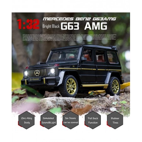 Alloy Collectible Black Benz G63 AMG Toy Vehicle Pull Back Die-Cast Car Model with Lights and Sound $44.35 Kids' Play Cars & ...