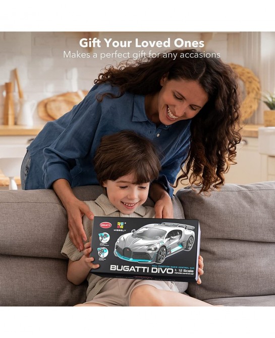 Bugatti Divo Remote Control Car 1/12 Scale RC Cars 12Km/h 2.4Ghz Licensed Model Car Headlight Racing Hobby Toy Car 7.4V 900mA...