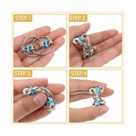 9 Pieces Bike Chain Fidget Toy for Adults Teens Flippy Chain Fidget Toy for ADHD Pressure Anxiety Relief Finger Toys for Work...